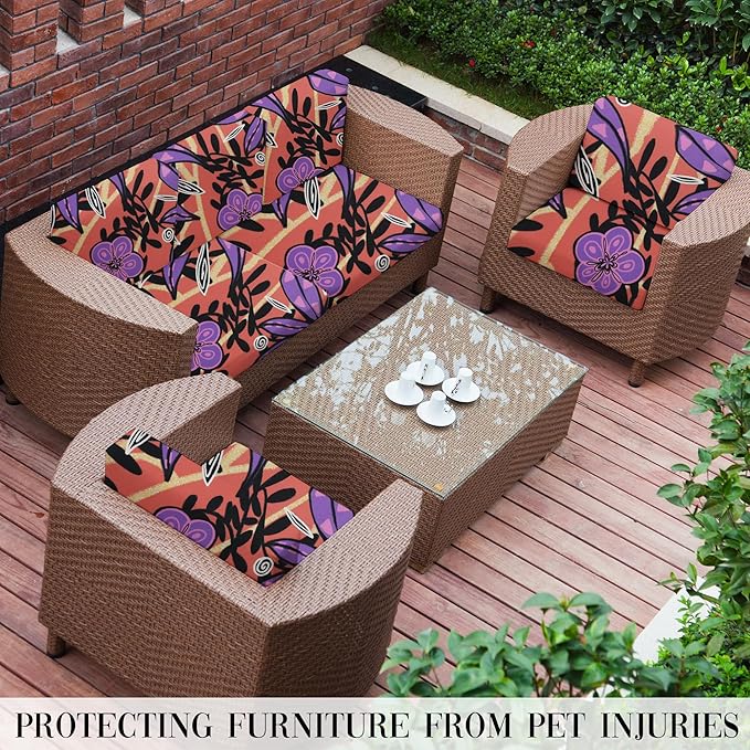 Outdoor Cushion Covers Set,8PCS Patio Furniture Couch Seat Slipcovers, Replacement for Sofa Sectional Chair(Cover,Only)