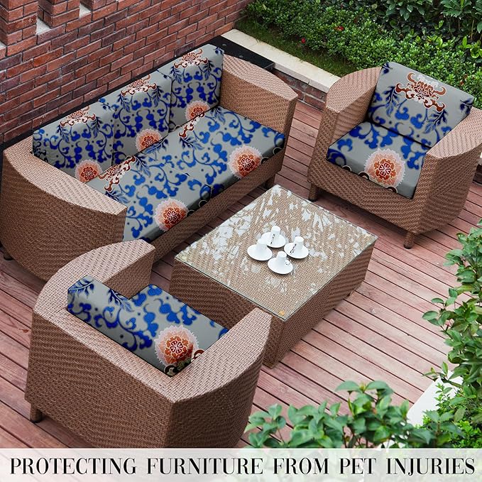 Outdoor Cushion Covers Set,8PCS Patio Furniture Couch Seat Slipcovers, Replacement for Sofa Sectional Chair(Cover,Only)
