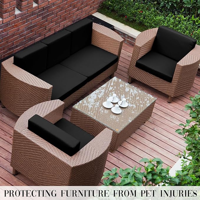 Outdoor Cushion Covers Set,8PCS Patio Furniture Couch Seat Slipcovers, Replacement for Sofa Sectional Chair(Cover,Only)