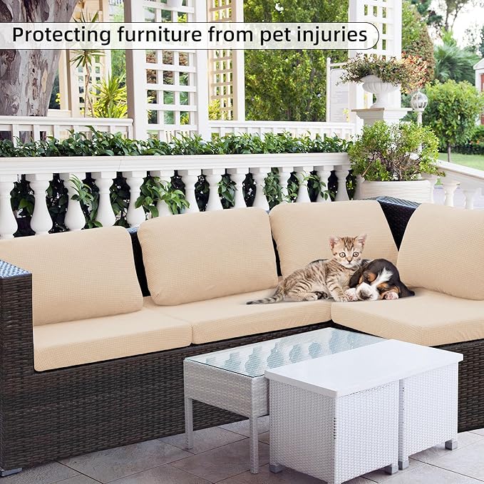 Outdoor Cushion Covers Set,8PCS Patio Furniture Couch Seat Slipcovers, Replacement for Sofa Sectional Chair(Cover,Only)