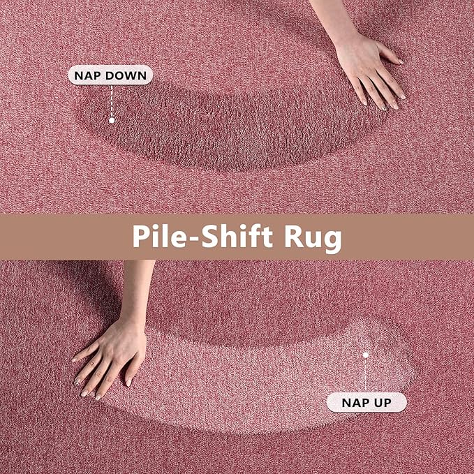 FinRèc 6x9 Washable Area Rugs for Bedroom Living Room, Low Pile Thin Rug Solid Color, Non-Slip Carpet Indoor for Home Decor (Red)