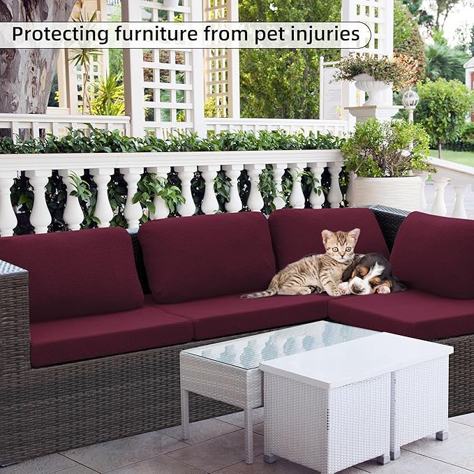 Outdoor Cushion Covers Set,8PCS Patio Furniture Couch Seat Slipcovers, Replacement for Sofa Sectional Chair(Cover,Only)
