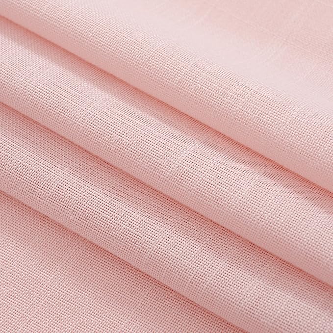Blush Pink Semi Sheer Linen Curtains for Girls Bedroom Room 96 Inches Long Light Filtering Back Tab Curtain Living Room Farmhouse Linen Look Shiny Sheer Drapes Baby Pink 52ラ96 Inch