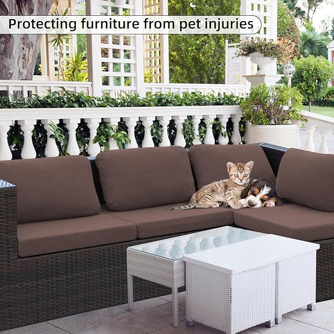 Outdoor Cushion Covers Set,8PCS Patio Furniture Couch Seat Slipcovers, Replacement for Sofa Sectional Chair(Cover,Only)