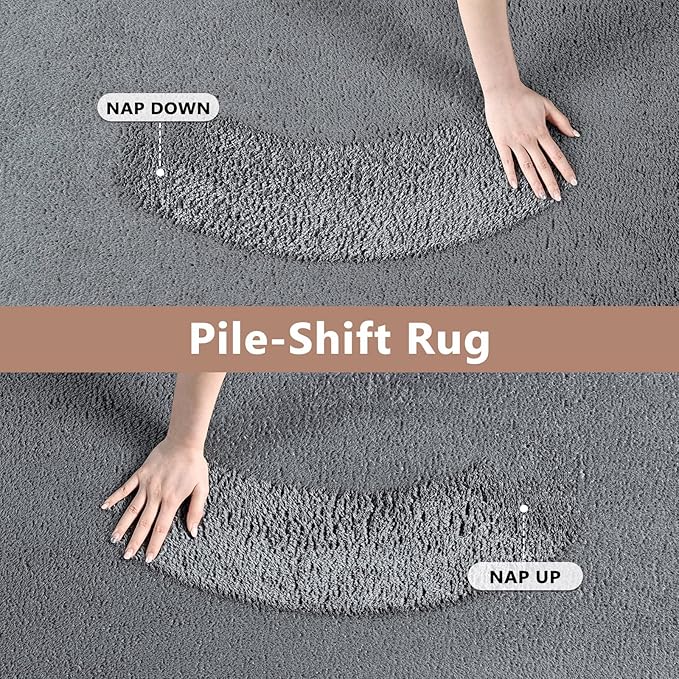 FinRèc 5x7 Washable Area Rugs for Bedroom Living Room, Low Pile Thin Rug Solid Color, Non-Slip Carpet Indoor for Home Decor (Pure Dark Grey)