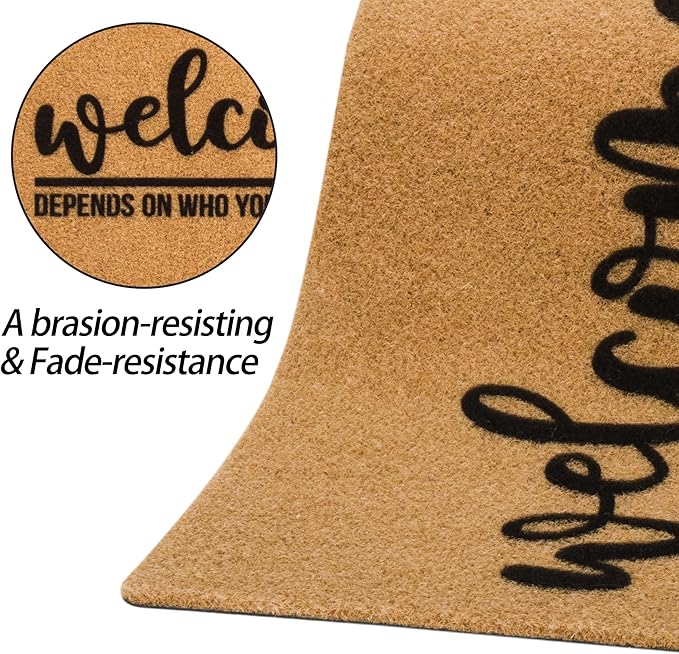 Eohak Welcome-Ish Front Door Mat - Welcome-Ish Depends Who You are Doormat Non Slip Backing Mat for Home Entry Farmhouse(17"x 29" )