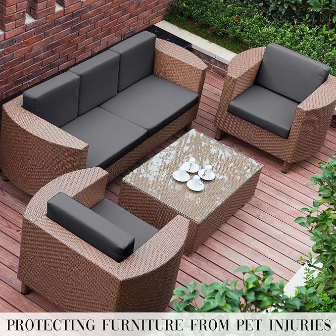 Outdoor Cushion Covers Set,12PCS Patio Furniture Couch Seat Slipcovers, Replacement for Sofa Sectional Chair(Cover,Only)