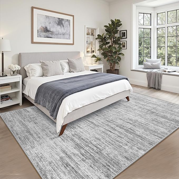 8x10 Area Rugs for Living Room,Modern Abstract Non-Slip Backing Washable Rugs,Soft Thin Large Area Rug,Stain Resistant Carpets for Bedroom Dining Room Home Decor