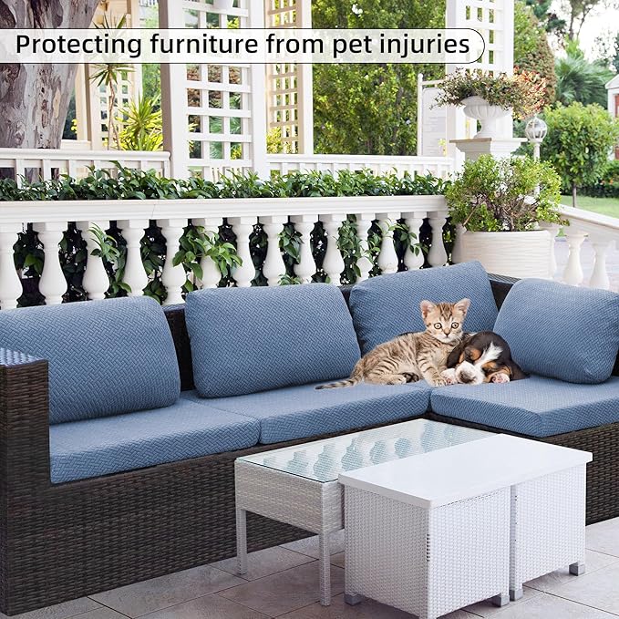 Outdoor Cushion Covers Set,8PCS Patio Furniture Couch Seat Slipcovers, Replacement for Sofa Sectional Chair(Cover,Only)