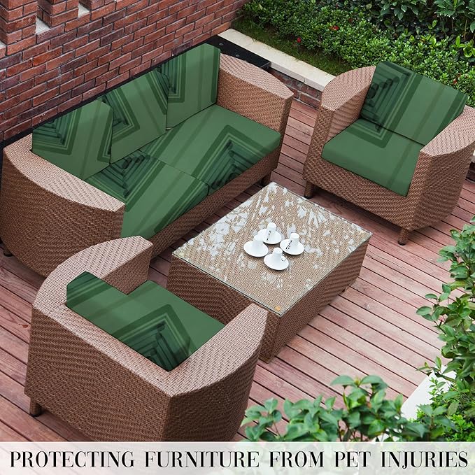 Outdoor Cushion Covers Set,8PCS Patio Furniture Couch Seat Slipcovers, Replacement for Sofa Sectional Chair(Cover,Only)