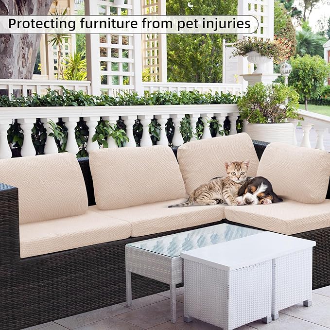 Outdoor Cushion Covers Set,8PCS Patio Furniture Couch Seat Slipcovers, Replacement for Sofa Sectional Chair(Cover,Only)