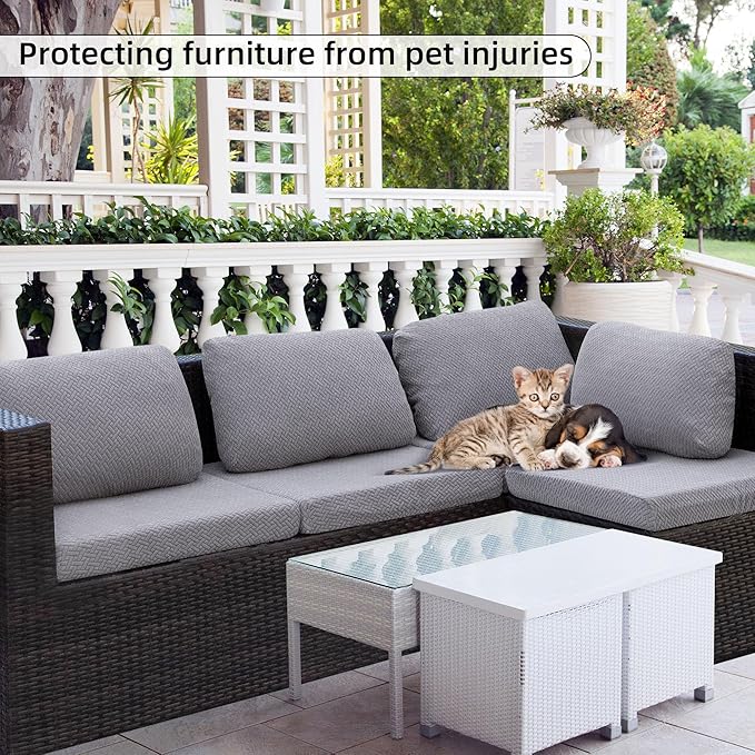 Outdoor Cushion Covers Set,8PCS Patio Furniture Couch Seat Slipcovers, Replacement for Sofa Sectional Chair(Cover,Only)