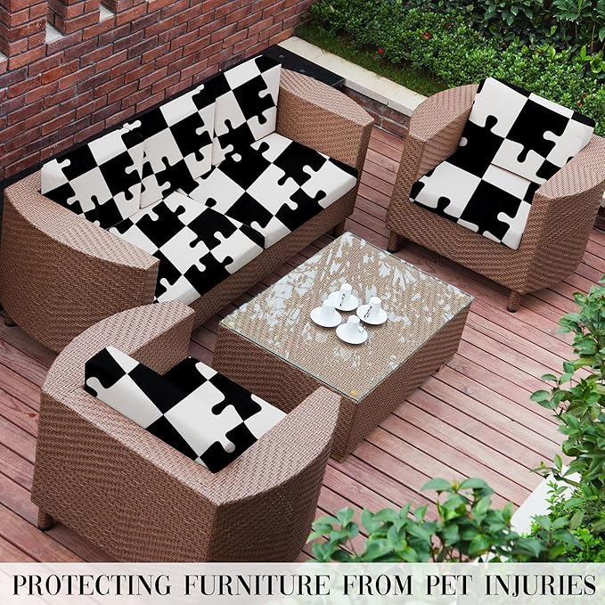 Outdoor Cushion Covers Set,8PCS Patio Furniture Couch Seat Slipcovers, Replacement for Sofa Sectional Chair(Cover,Only)