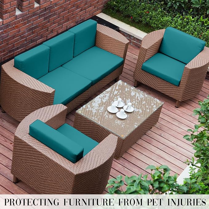 Outdoor Cushion Covers Set,12PCS Patio Furniture Couch Seat Slipcovers, Replacement for Sofa Sectional Chair(Cover,Only)