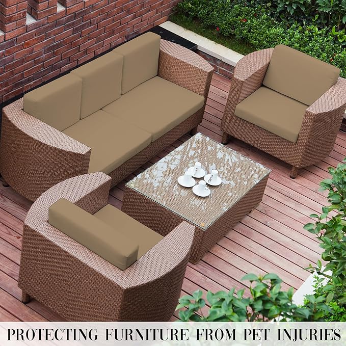 Outdoor Cushion Covers Set,8PCS Patio Furniture Couch Seat Slipcovers, Replacement for Sofa Sectional Chair(Cover,Only)