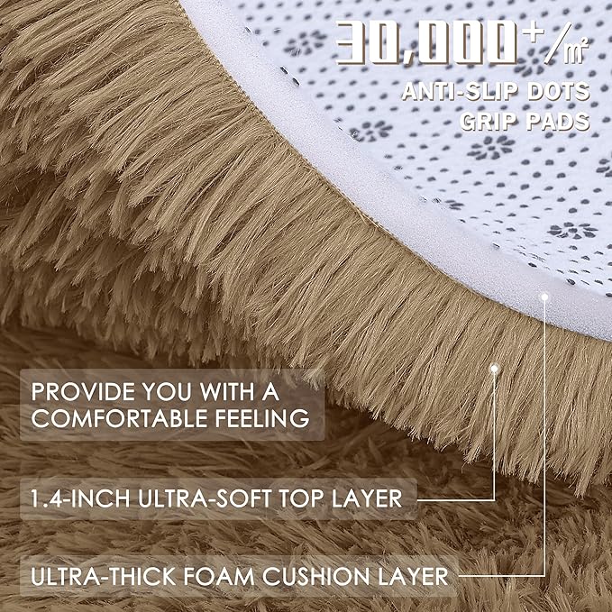OLANLY 5x7 Machine Washable Large Area Rugs for Living Room, Bedroom, Soft Fluffy Shaggy Bedside Rug, Indoor Floor Carpet for Kids Girls and Boys, Dorms, Nursery, Home Decor Aesthetic, Taupe