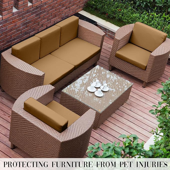 Outdoor Cushion Covers Set,8PCS Patio Furniture Couch Seat Slipcovers, Replacement for Sofa Sectional Chair(Cover,Only)