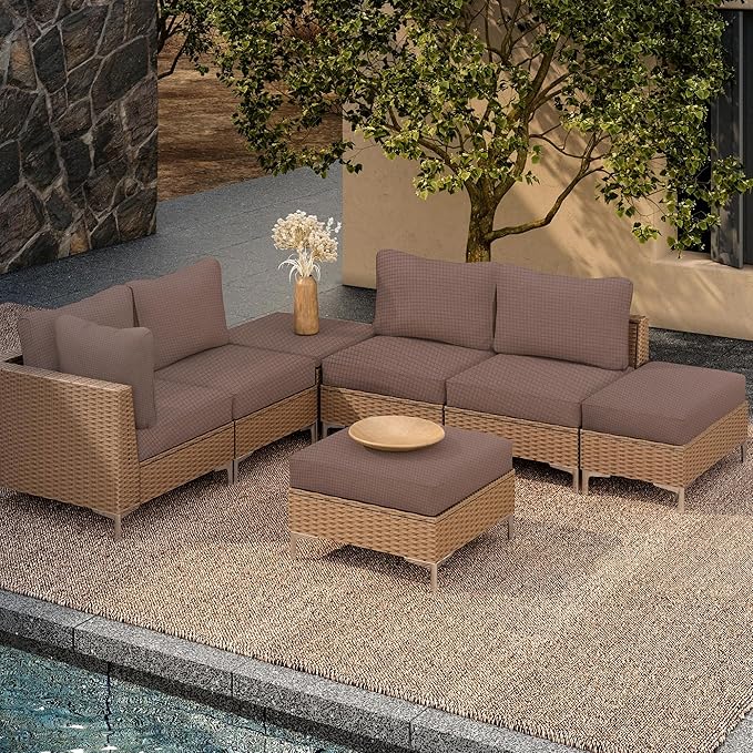 Outdoor Cushion Covers Set,12PCS Patio Furniture Couch Seat Slipcovers, Replacement for Sofa Sectional Chair(Cover,Only)