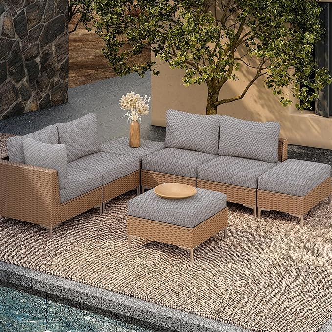 Outdoor Cushion Covers Set,12PCS Patio Furniture Couch Seat Slipcovers, Replacement for Sofa Sectional Chair(Cover,Only)
