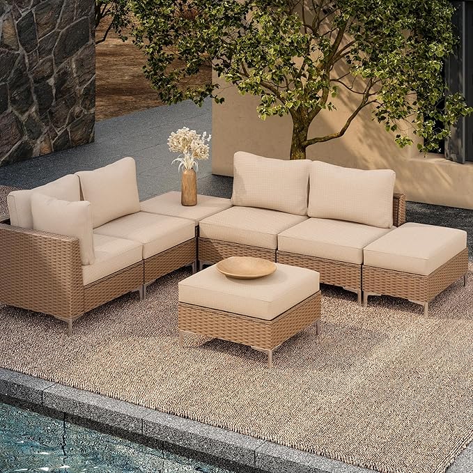 Outdoor Cushion Covers Set,14PCS Patio Furniture Couch Seat Slipcovers, Replacement for Sofa Sectional Chair(Cover,Only)