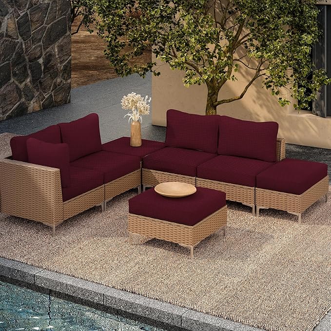 Outdoor Cushion Covers Set,12PCS Patio Furniture Couch Seat Slipcovers, Replacement for Sofa Sectional Chair(Cover,Only)