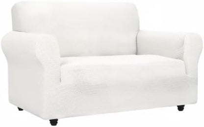 ZNSAYOTX Super Stretch Couch Cover Love Seat Sofa Covers for Living Room Dogs Pet Friendly Furniture Protector Spandex Loveseat Slipcovers with Anti Slip Foam Sticks (White, Loveseat)