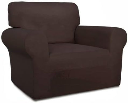 PureFit Super Stretch Chair Sofa Slipcover – Spandex Non Slip Soft Couch Sofa Cover, Washable Furniture Protector with Non Skid Foam and Elastic Bottom for Kids, Pets （Chair, Chocolate）