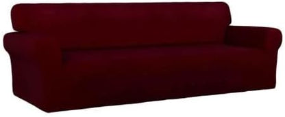 PureFit Super Stretch 4 Seater Sofa Slipcover – Spandex Non Slip Soft Couch Sofa Cover, Washable Furniture Protector with Non Skid Foam and Elastic Bottom for Kids, Pets （XX Large, Wine）