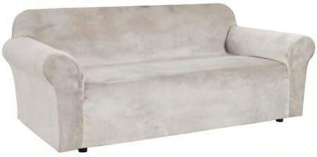 H.VERSAILTEX 1 Peice Stretch Velvet Sofa Covers for 3 Cushion Couch Covers Sofa Slipcovers Furniture Protector Soft, Crafted from Thick Comfy Rich Velour (Sofa 72"-90", Oatmeal)