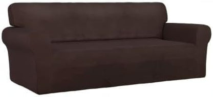 PureFit Super Stretch Sofa Slipcover – Spandex Non Slip Soft Couch Sofa Cover, Washable Furniture Protector with Non Skid Foam and Elastic Bottom for Kids, Pets （Sofa, Chocolate）