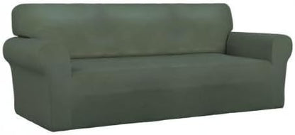 PureFit Super Stretch Sofa Slipcover – Spandex Non Slip Soft Couch Sofa Cover, Washable Furniture Protector with Non Skid Foam and Elastic Bottom for Kids, Pets （Sofa, Grayish Green）