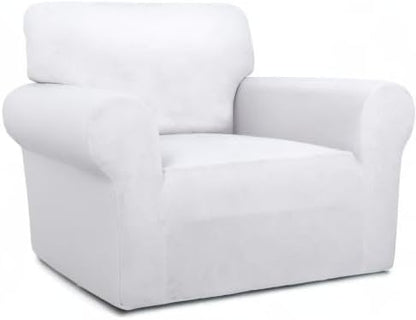 PureFit Super Stretch Chair Sofa Slipcover – Spandex Non Slip Soft Couch Sofa Cover, Washable Furniture Protector with Non Skid Foam and Elastic Bottom for Kids, Pets （Chair, White