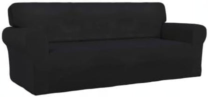 PureFit Super Stretch Sofa Slipcover – Spandex Non Slip Soft Couch Sofa Cover, Washable Furniture Protector with Non Skid Foam and Elastic Bottom for Kids, Pets （Sofa, Black）