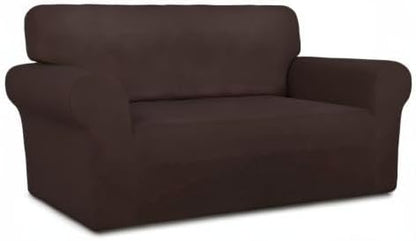 PureFit Super Stretch Sofa Slipcover – Spandex Non Slip Soft Couch Sofa Cover, Washable Furniture Protector with Non Skid Foam and Elastic Bottom for Kids, Pets （Loveseat, Chocolate）
