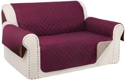 Reversible Loveseat Sofa Covers Couch Cover Furniture Protector(Loveseat Small,Burgundy/Camel)
