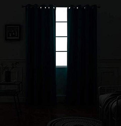 Yakamok Blackout Curtains for Bedroom - Grommet Thermal Insulated Room Darkening Curtains for Living Room, Set of 2 Panels (52 x 54Inch, Black)