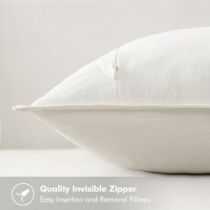 MIULEE Cream Linen Pillow Covers Pack of 4 Decorative Natural Solid Throw Pillow Covers Soft Accent Boho Farmhouse Couch Pillowcases Modern Spring Home Decors for Living Room Bed Sofa 20x20 Inch