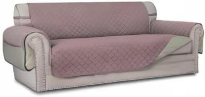 Easy-Going 4 Seater Sofa Slipcover Reversible Sofa Cover Water Resistant Couch Cover with Foam Sticks Elastic Straps Furniture Protector for Pets Children Dog Cat (XX-Large, Pink/Beige)