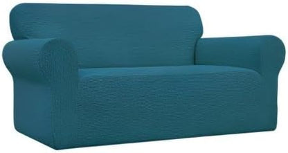 Easy-Going Stretch Oversized Loveseat Slipcover 1-Piece Sofa Cover Furniture Protector Couch Soft with Elastic Bottom for Kids Polyester Spandex Jacquard Fabric Small Checks Peacock Blue