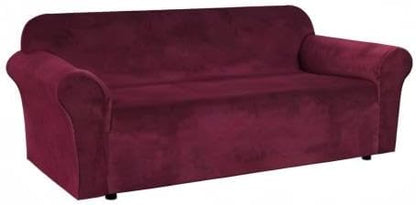 H.VERSAILTEX Stretch Velvet Sofa Covers for 3 Cushion Couch Covers Sofa Slipcovers Furniture Protector Soft with Non Slip Elastic Bottom, Crafted from Thick Comfy Rich Velour (Sofa 72"-90", Burgundy)