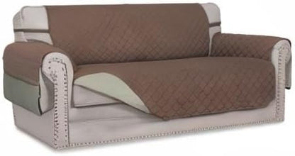 Easy-Going Sofa Slipcover Reversible Loveseat Sofa Cover Couch Cover for 2 Cushion Couch Furniture Protector with Elastic Straps for Pets Kids Dog Cat (Oversized Loveseat, Brown/Beige)
