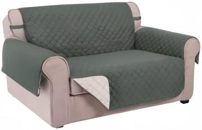 U-NICE HOME Loveseat Sofa Cover Reversible Couch Cover for Dogs Pets with Elastic Straps Water Resistant Furniture Protector for 2 Cushion Couch (Loveseat, Grey/Beige)
