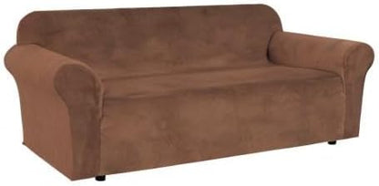 H.VERSAILTEX 1 Peice Stretch Velvet Sofa Covers for 3 Cushion Couch Covers Sofa Slipcovers Furniture Protector Soft, Crafted from Thick Comfy Rich Velour (Sofa 72"-90", Caramel)