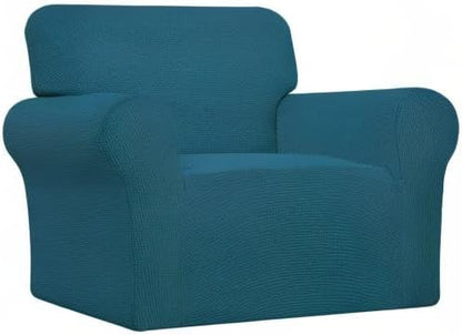 Easy-Going Stretch Oversized Chair Sofa Slipcover 1-Piece Couch Sofa Cover Furniture Protector Soft with Elastic Bottom for Kids Spandex Jacquard Fabric Small Checks Peacock Blue