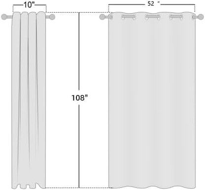 NICETOWN Room Darkening Curtains 108 inch Length - Grommet Thermal Insulated Window Treatments Solid Panels for Living Room/Bedroom/Villa, Stone Blue, W52 x L108, 1 Pair