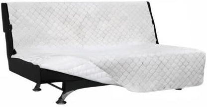 Easy-Going Futon Sofa Slipcover Reversible Sofa Cover Armless Cover Furniture Protector Couch Cover Water Resistant Pets, Kids, Children, Dog, Cat White/White
