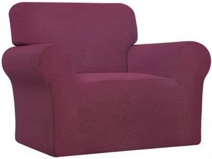 Easy-Going Stretch Oversized Chair Sofa Slipcover 1-Piece Couch Sofa Cover Furniture Protector Soft with Elastic Bottom for Kids Spandex Jacquard Fabric Small Checks ASH Rose