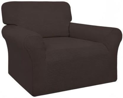 Easy-Going 100% Waterproof Chair Couch Cover, Dual Waterproof Sofa Cover, Stretch Jacquard Sofa Slipcover, Leakproof Furniture Protector for Kids, Pets, Dog and Cat (Chair, Chocolate)
