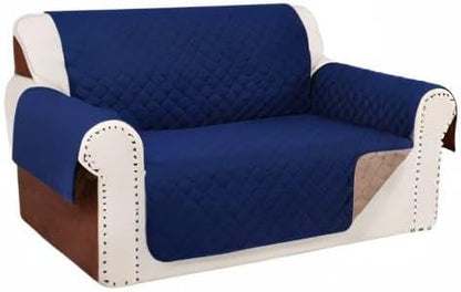 Reversible Loveseat Sofa Covers Couch Cover Furniture Protector(Loveseat,Navy/Camel)