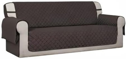 Easy-Going 4 Seater Sofa Slipcover Reversible Sofa Cover Water Resistant Couch Cover with Foam Sticks Elastic Straps Furniture Protector for Pets Children Dog Cat (XX-Large, Chocolate/Chocolate)